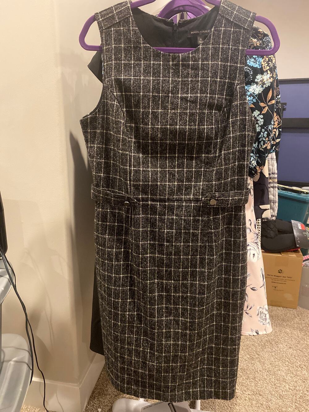 Banana Republic Black White Windowpane Sheath Dress - Excellent Condition